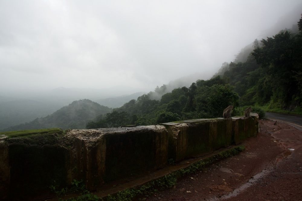 fullpage rain lashes the mountains  india